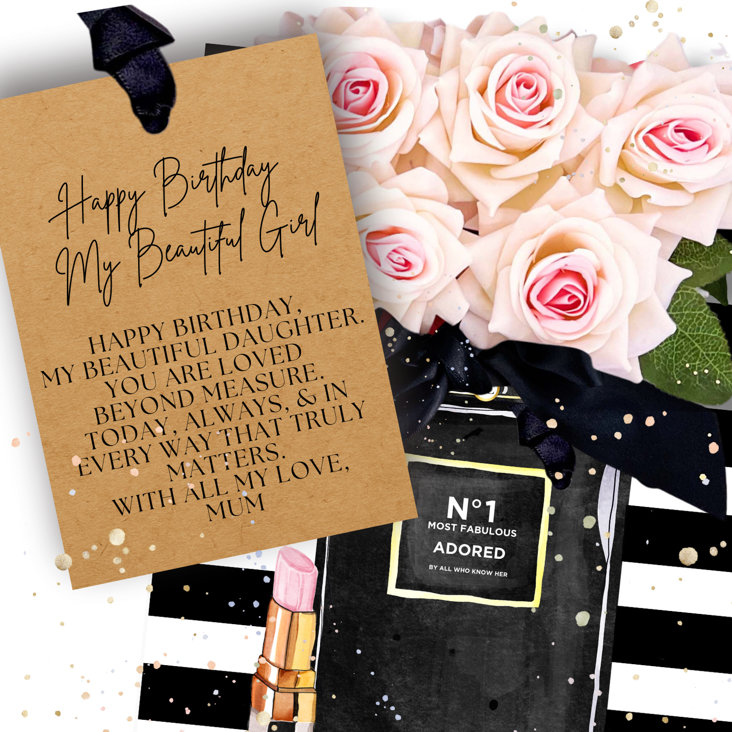 Personalised Blush Rose Panache 18th Cards for Daughter Birthday