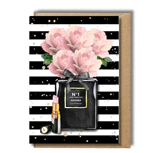 Fabulous Mothers Day Card – Perfume & Roses Fashion Mother’s Day Card | N°1 Most Fabulous | Eco Friendly A6