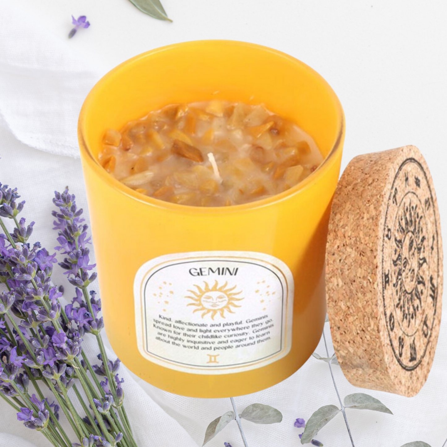 Gemini Lavender & Cedarwood Gemstone Zodiac Candle