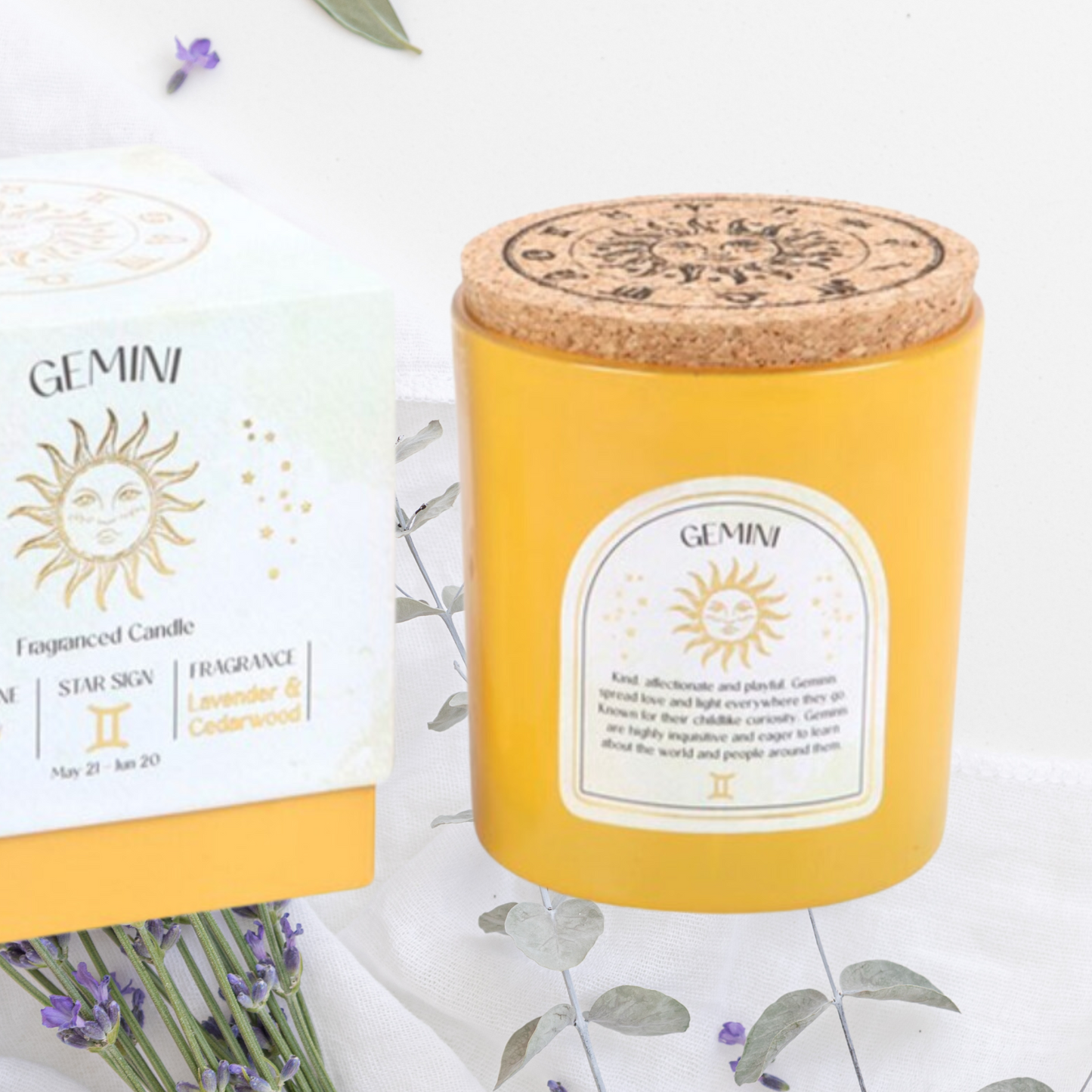 Gemini Lavender & Cedarwood Gemstone Zodiac Candle