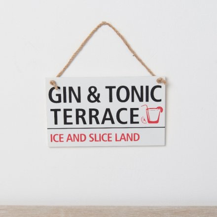 Gin & Tonic Wooden Hanging Sign