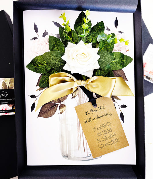 Bloom Scented Golden Wedding Anniversary Rose Card