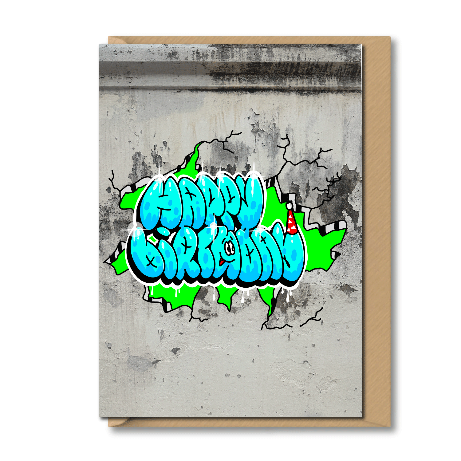 graffiti birthday card blue street art happy birthday greeting card