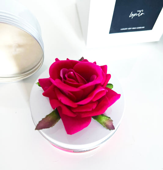 Hot Pink Rose Bloom Candle