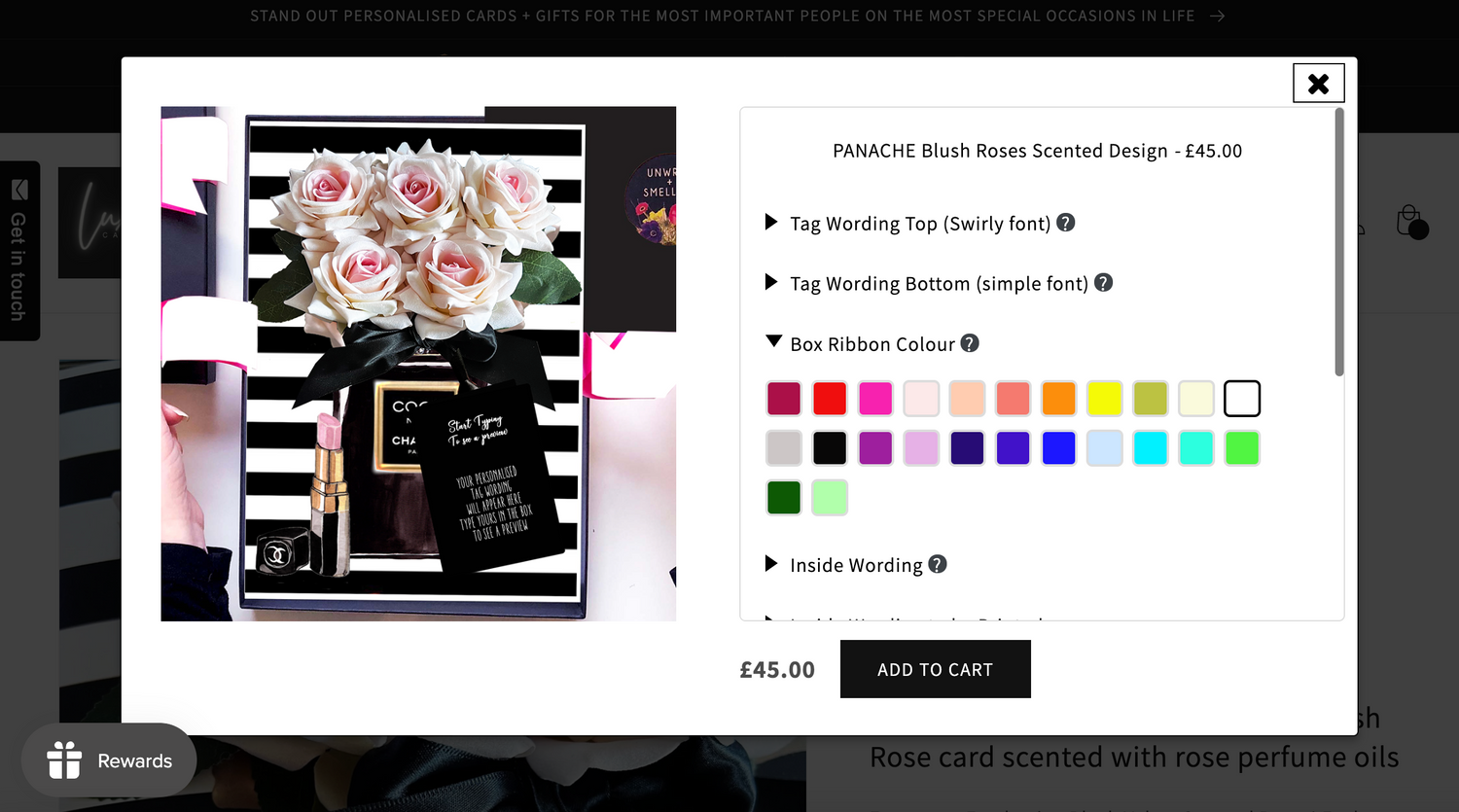 Personalise cards online and see your wordings on screen as you type to get your design just perfect