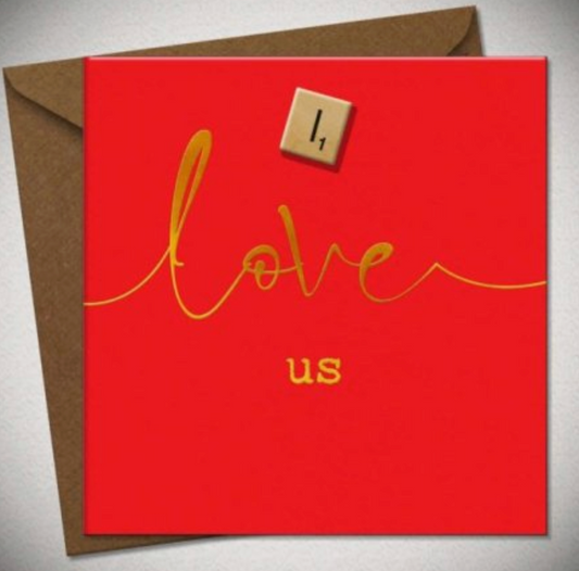 Simple I Love Us Valentines Scrabble Card