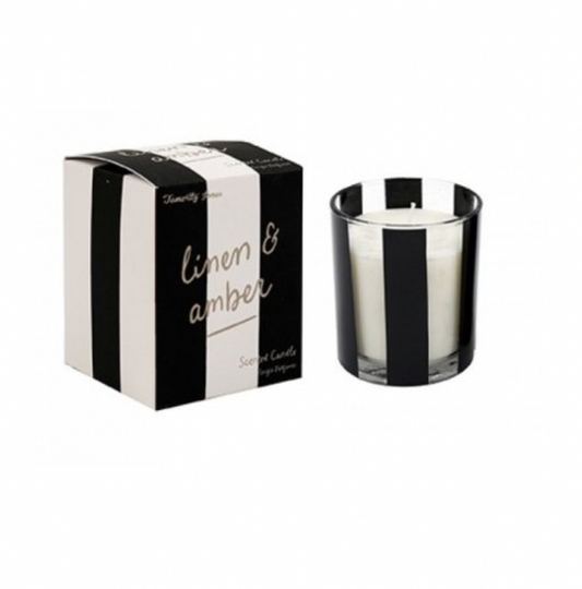 Lemon and Amber Striped Scented Candle. Pre-Order