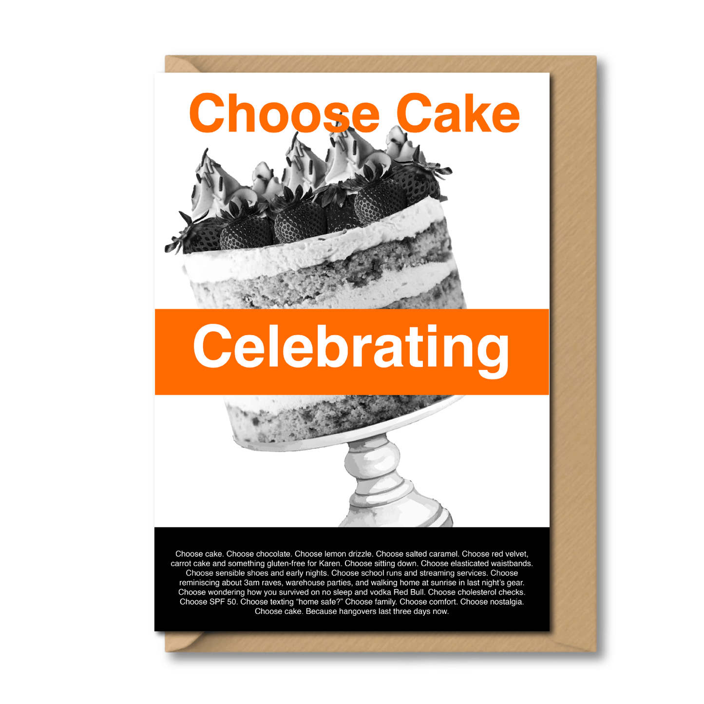 movie birthday card choose cake 90s cult film inspired greeting card