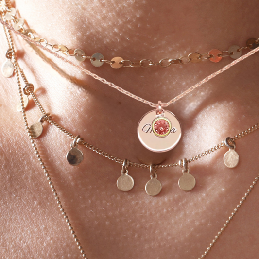 Personalised Circle October Birthstone Necklace (925 Sterling Silver)