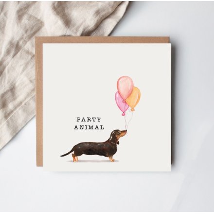 Party Animal Sausage Dog Card