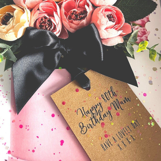 Handmade 80th birthfay card for mum mother with silk peony's scented with english peonies | Luxury greetings cards by The Luxe Co