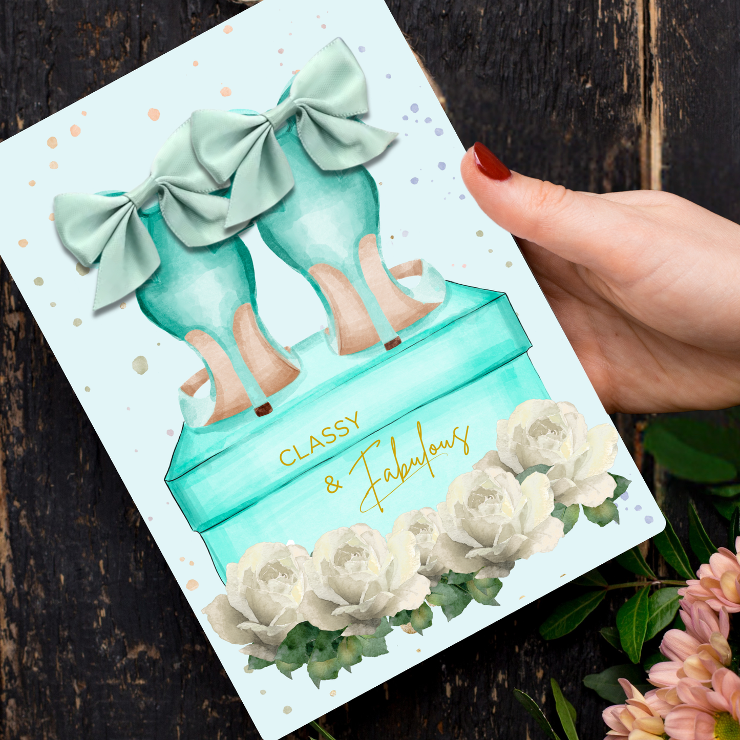 Blue Shoes Scented A5 Card with envelope