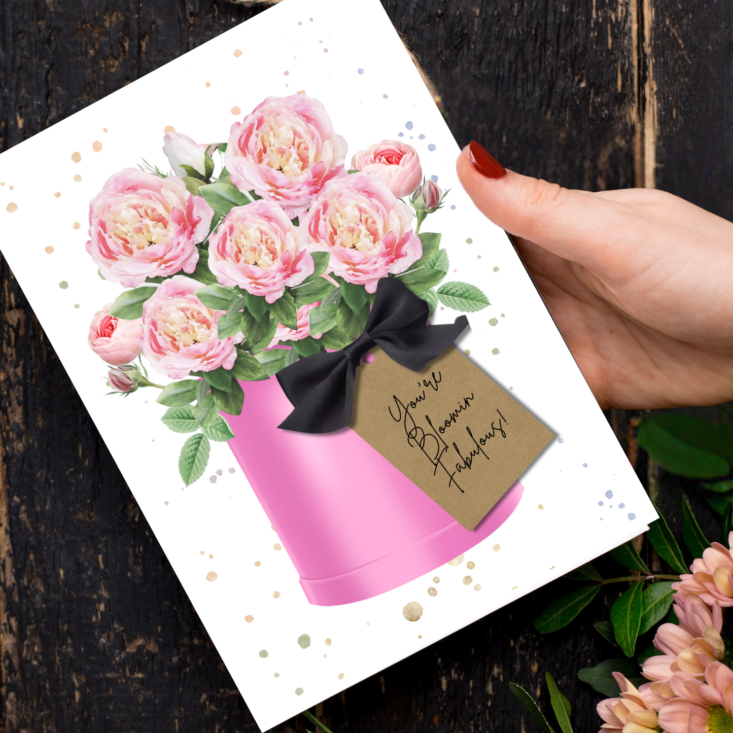 Peony Scented A5 Card with envelope