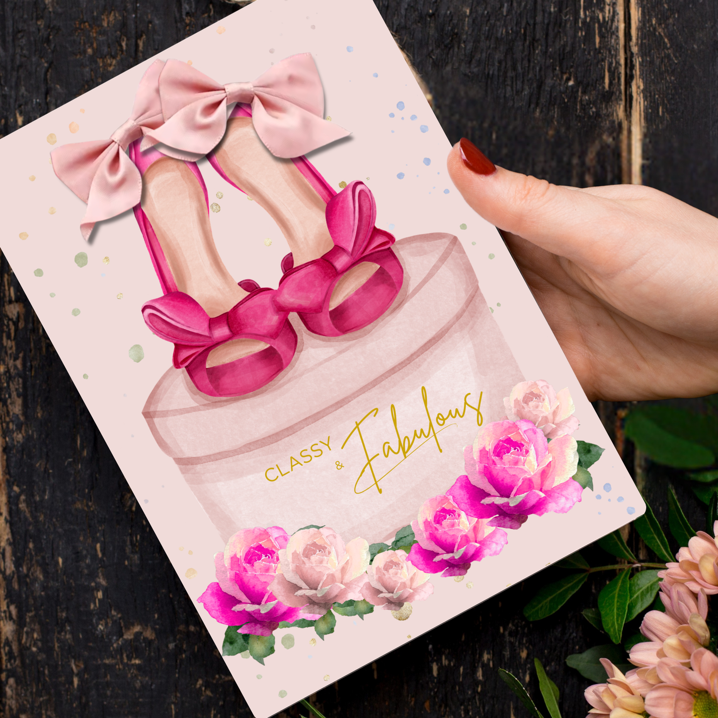 Pink Shoes Scented A5 Card with envelope