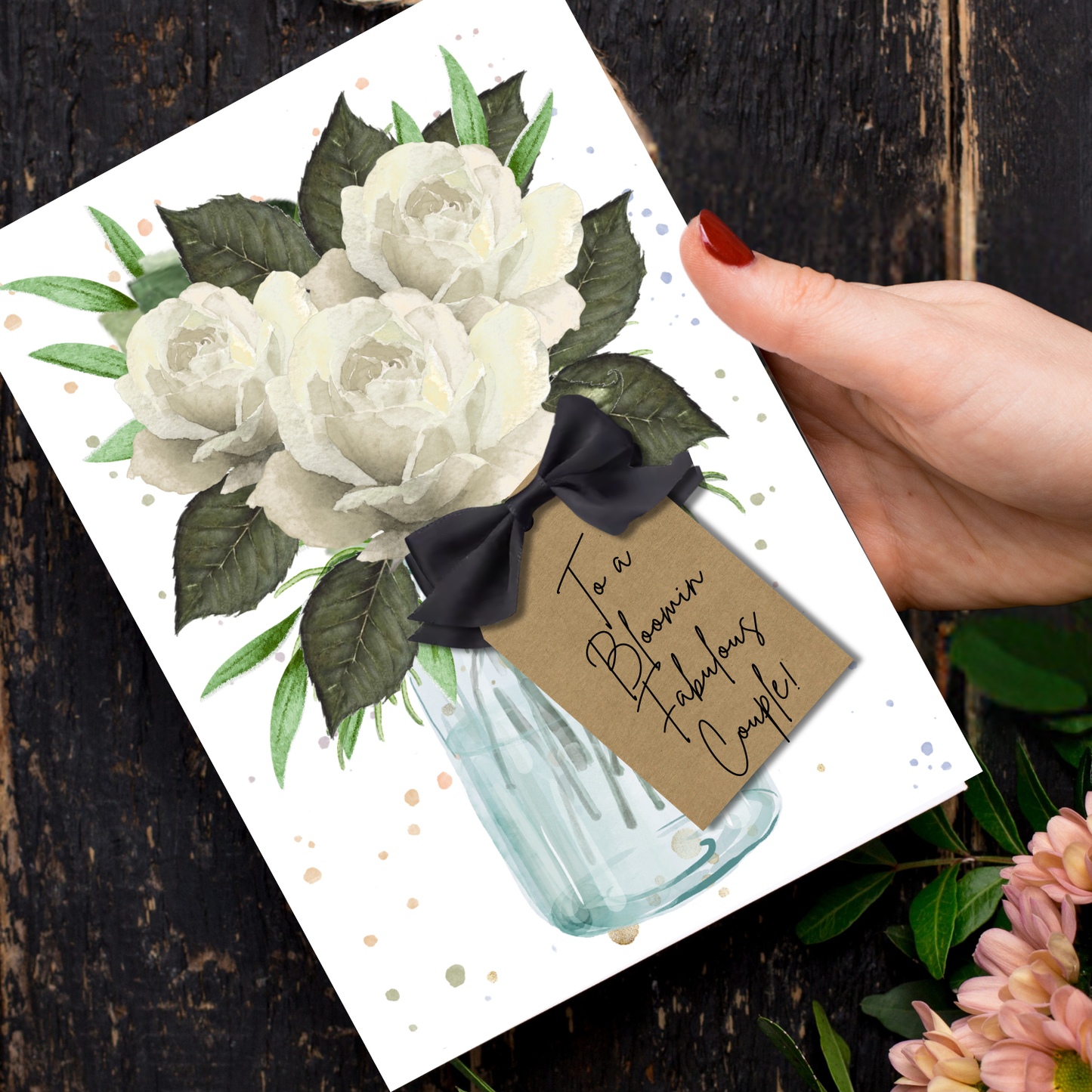 Ivory Rose Scented A5 Couple Card with envelope