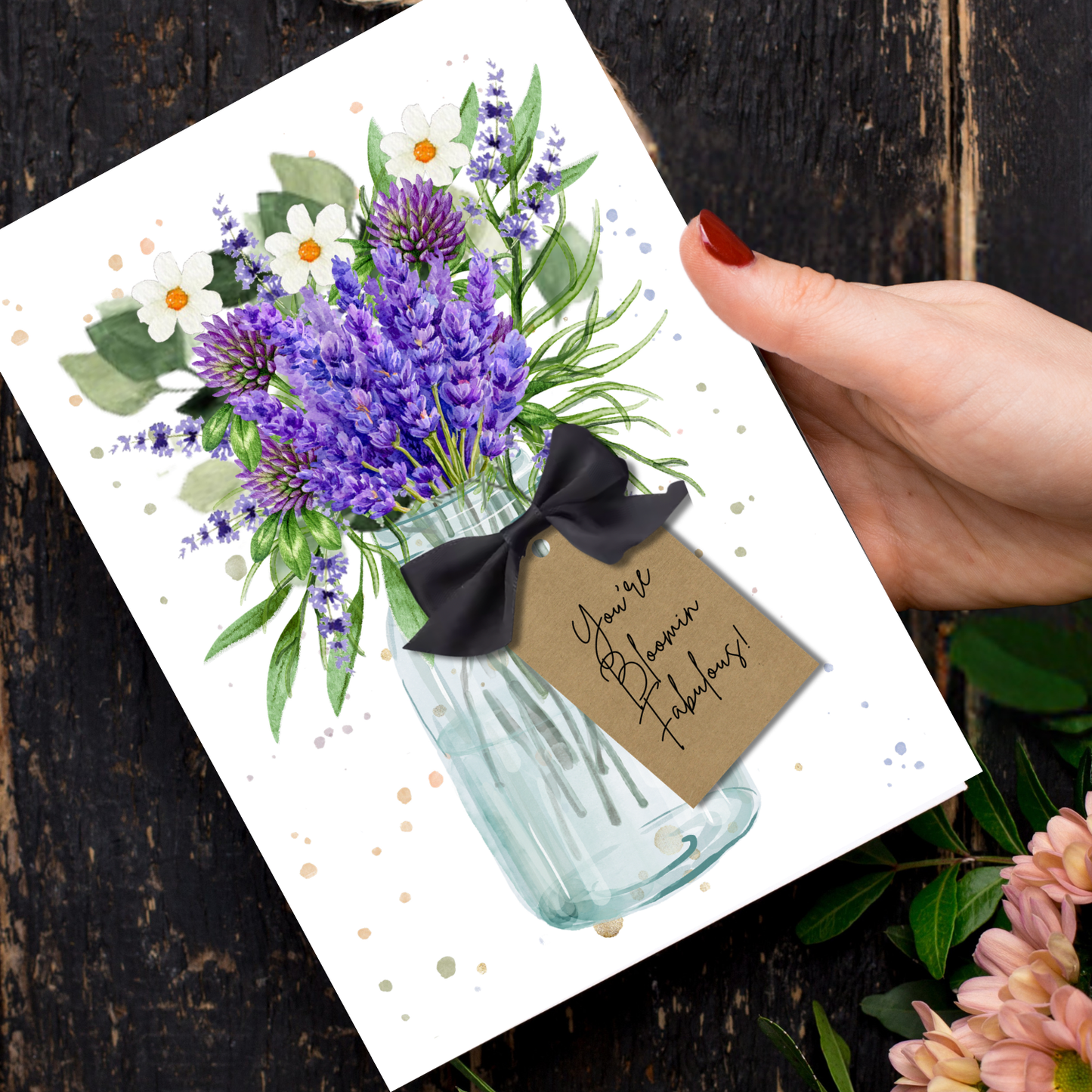 Bloomin Fabulous Lavender Scented A5 Card with envelope