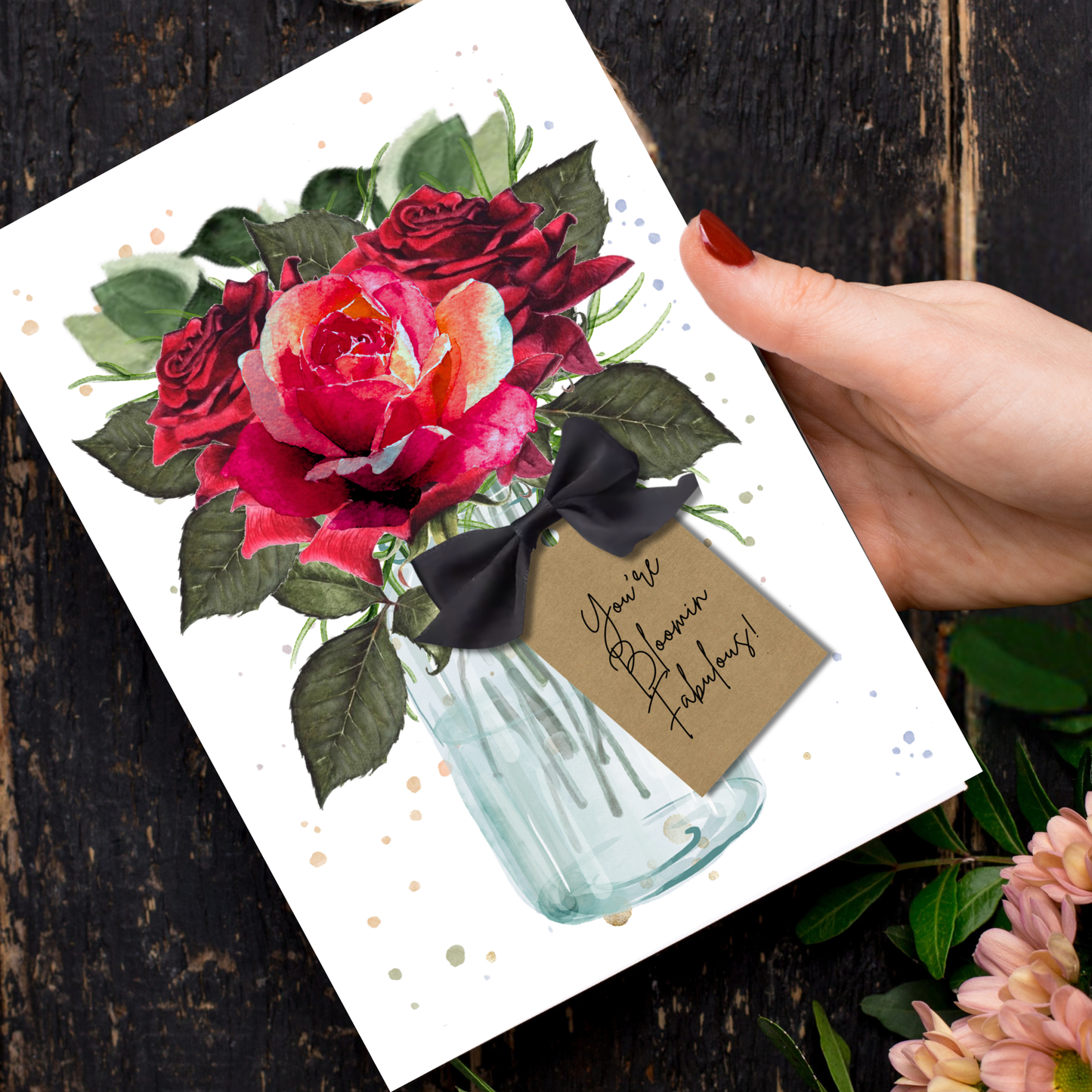 Red Rose Scented A5 Birthday Card with envelope