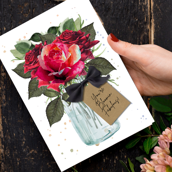 Red Rose Scented A5 Birthday Card with envelope – theluxeco.co.uk
