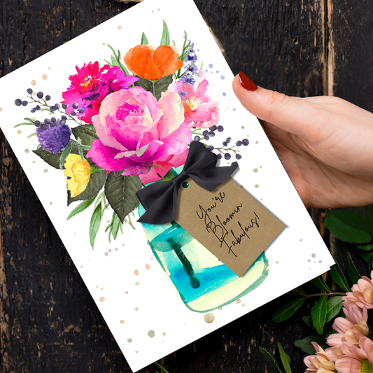 Personalized Scented Hot Pink Rose Birthday Card with envelope