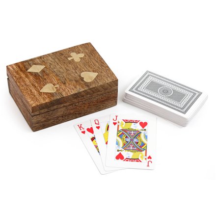 Personalised King of Hearts Playing Cards in Wooden Box