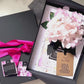 BLOOM HYDRANGEA Scented Silk Flowers in Perfume Bottle A4 Boxed Card Design