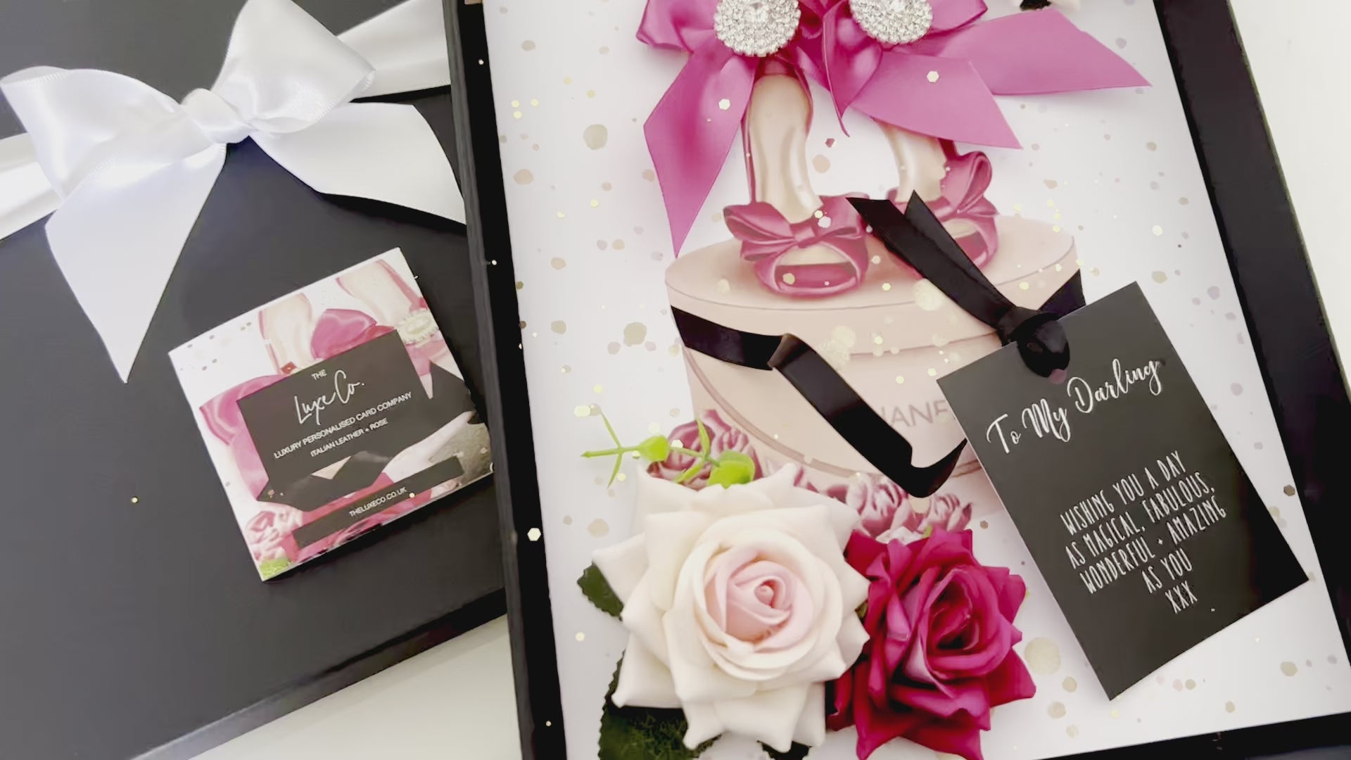 Video showcase showing the luxury handmade Chanel High Heels Shoe Scented Card Design