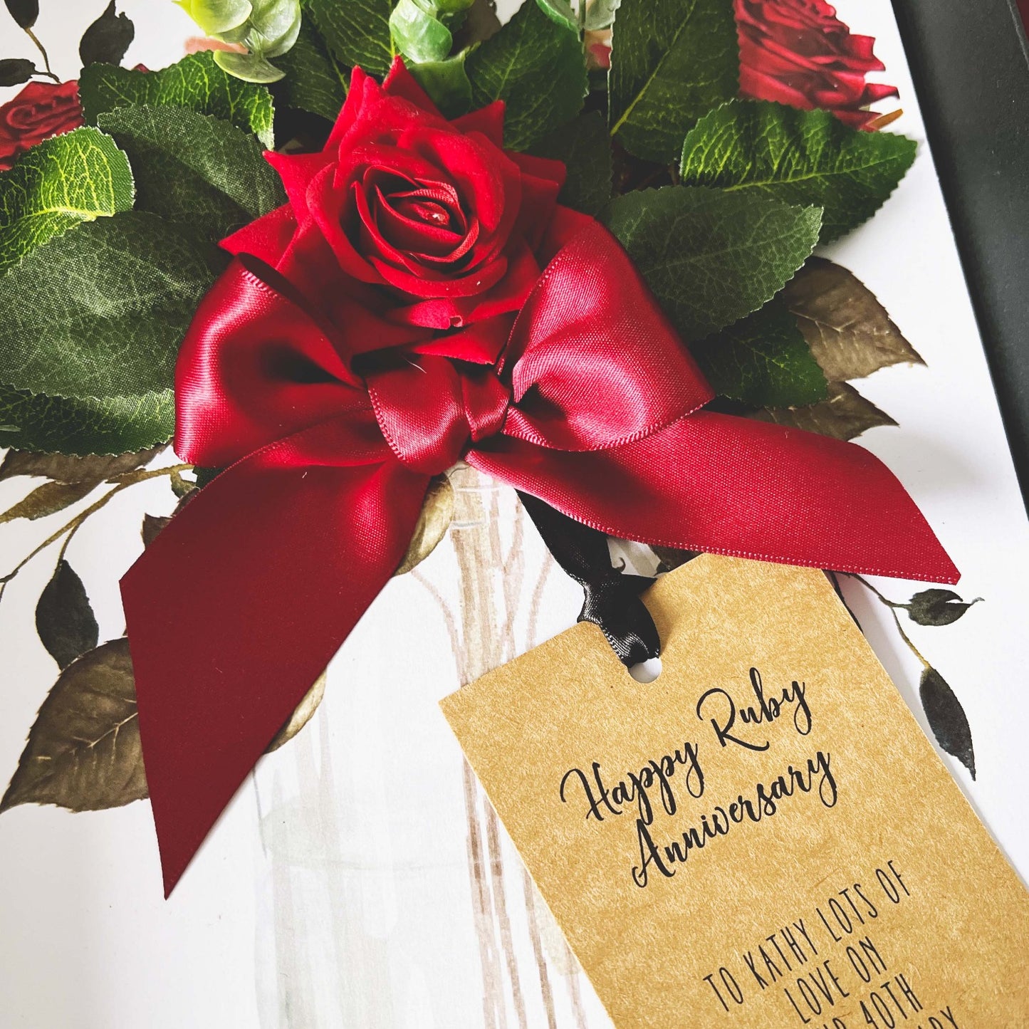 The Best Gift for a 40th ANNIVERSARY | RUBY - Bloom Scented Ruby Anniversary Velvet Rose Boxed Card