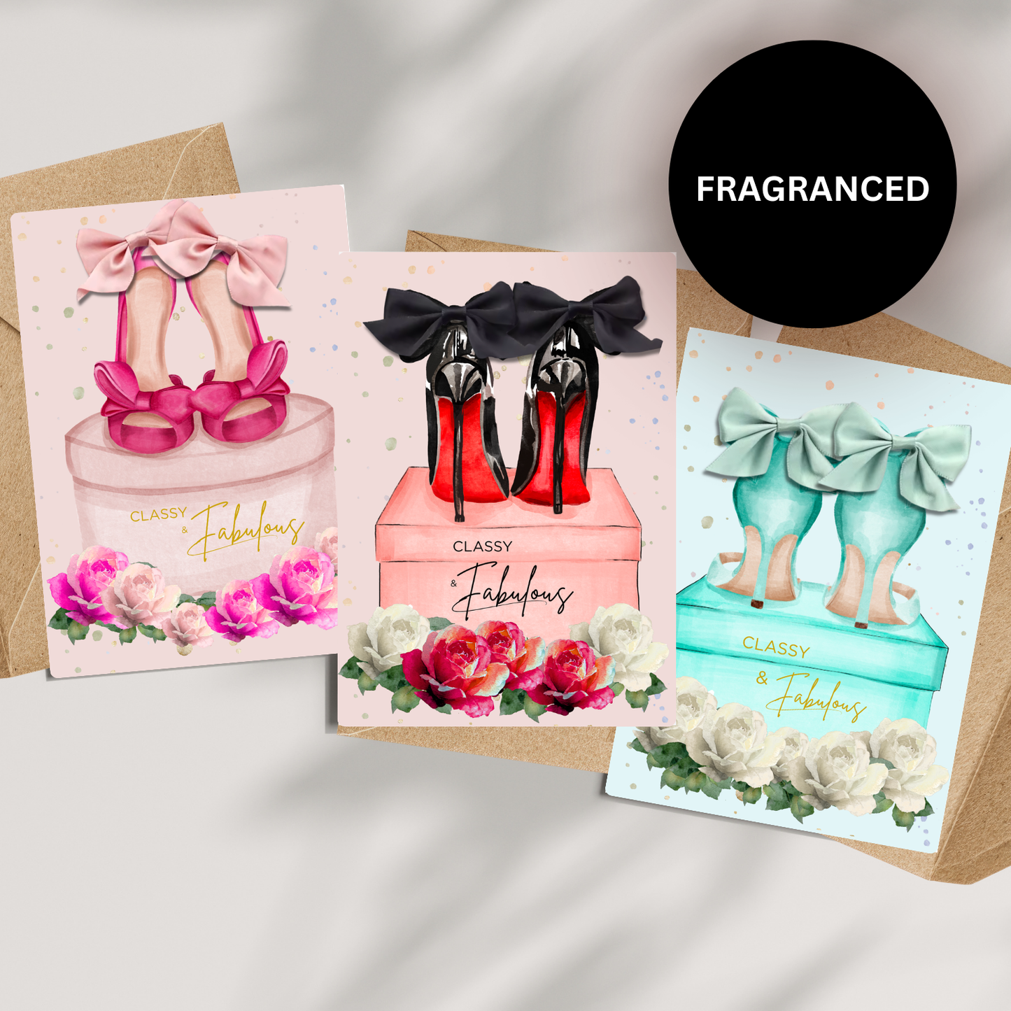 Pink Shoes Scented A5 Card with envelope