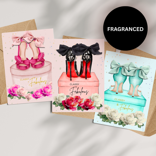 Set of 3 Heels Scented A5 Cards with envelopes