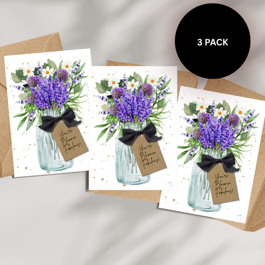 Set of 3 Lavender Handmade Cards with envelopes