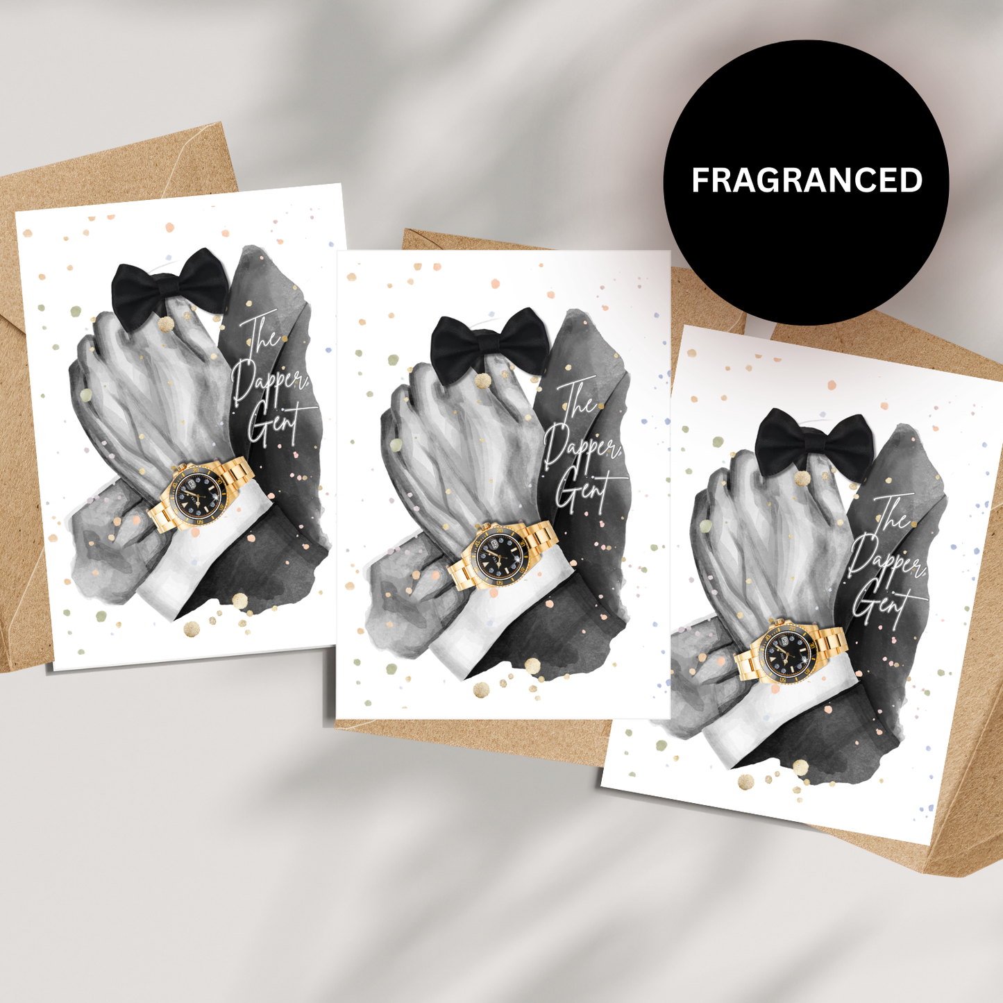 Set of 3 Dapper Gent Mens Watch Cards for Him (A5 Card with envelope)