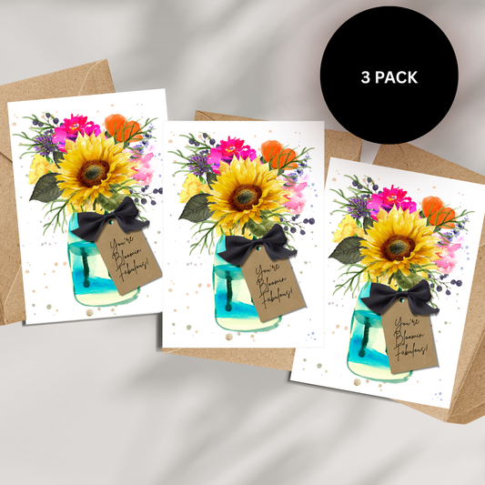Set of 3 Sunflower Handmade Cards with envelopes