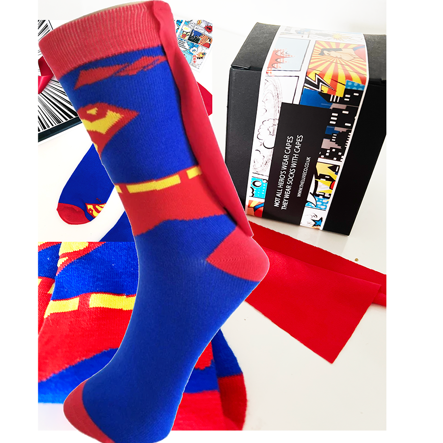 Unique SUPERHERO Birthday Card + Socks Gift For Him