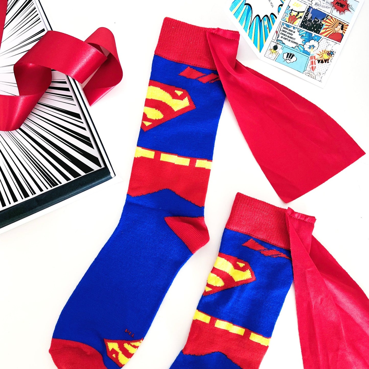 Superman socks for superhero dads brothers husbands this fathers day or birthday