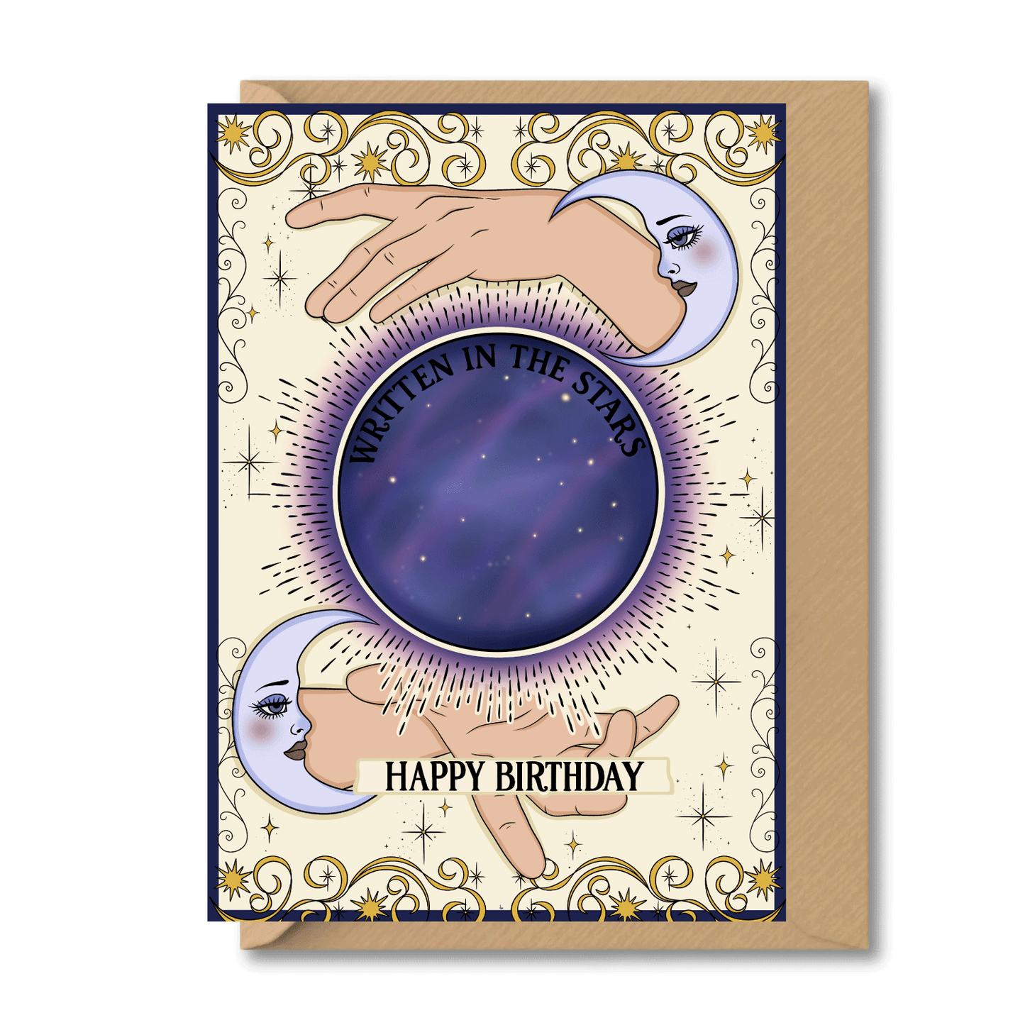 tarot birthday card written in the stars celestial astrology greeting card