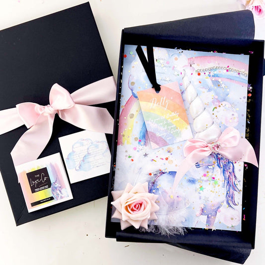 Rainbow Unicorn New Baby Girl Keepsake Gift / Card