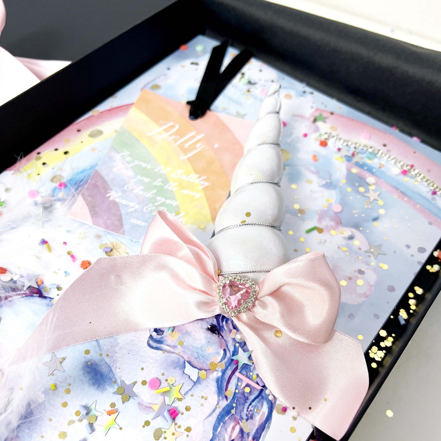 Luxury personalised handmade Unicorn first birthday card