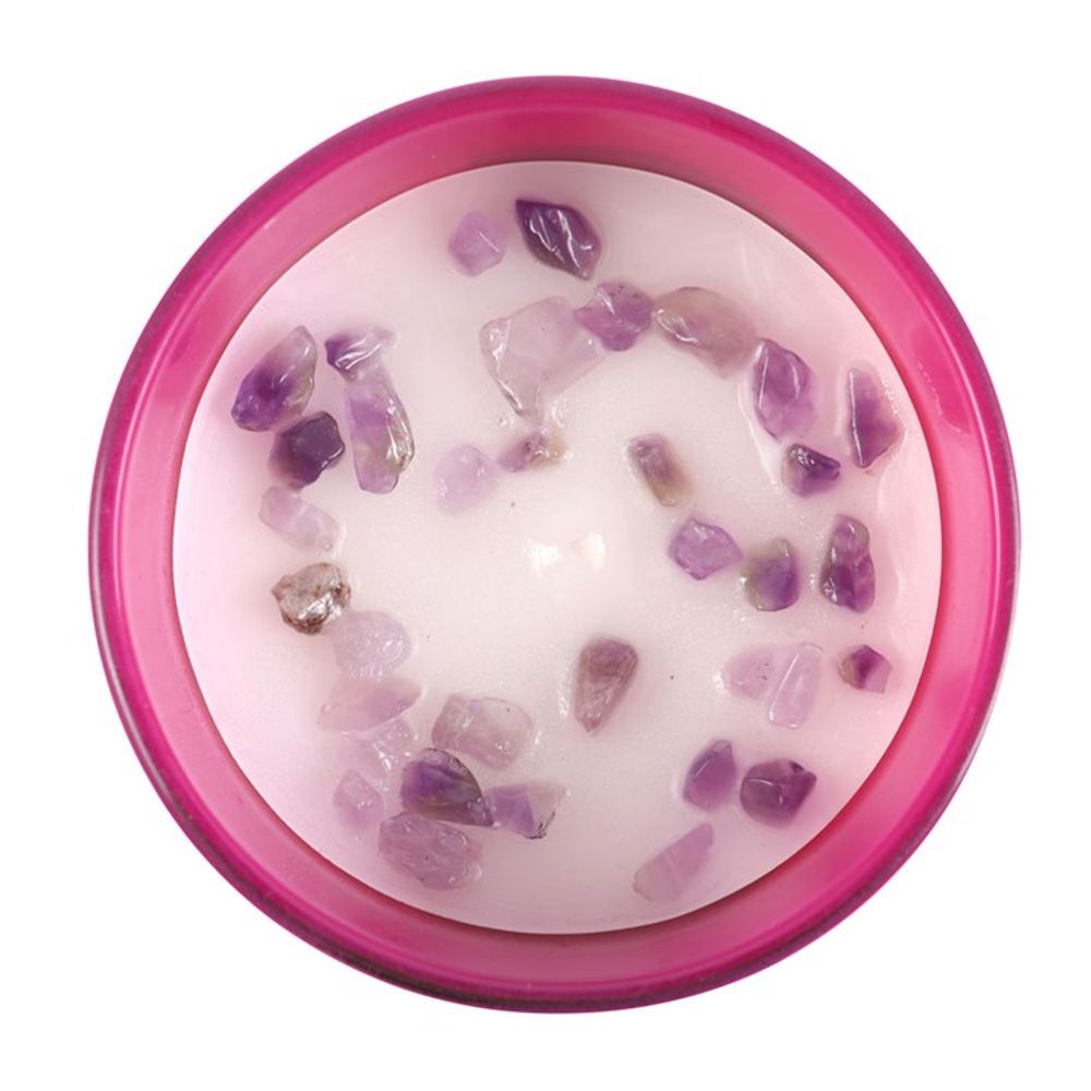 Pink Candle with gemstones