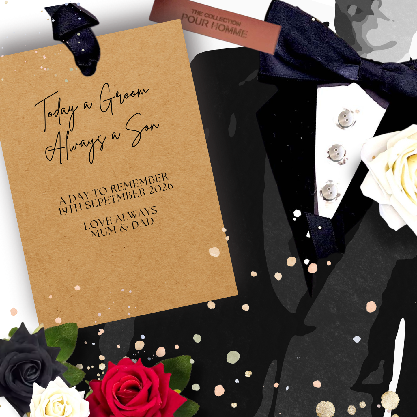 Personalised Tux Groom Cards for Son