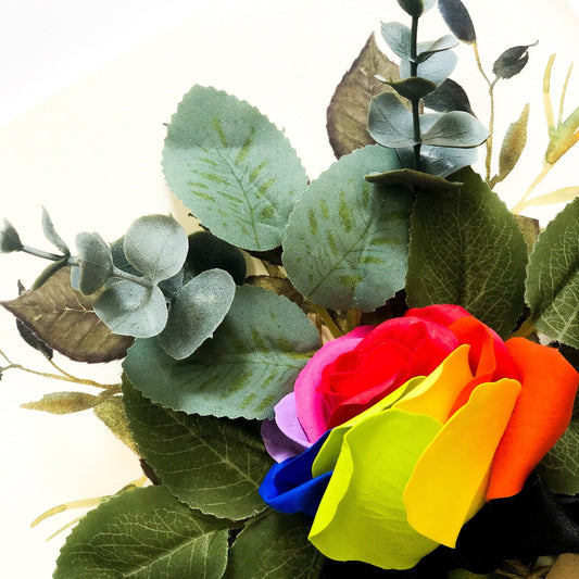 Stunning rainbow rose card