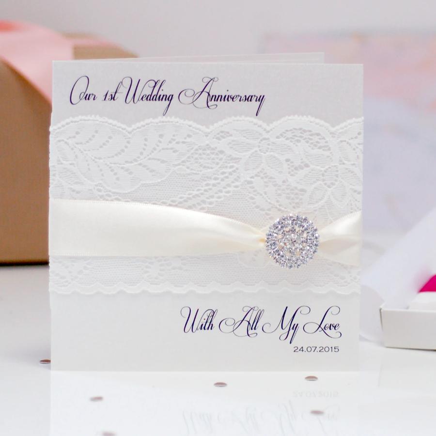 Sapphire Lace & Crystal Anniversary Card