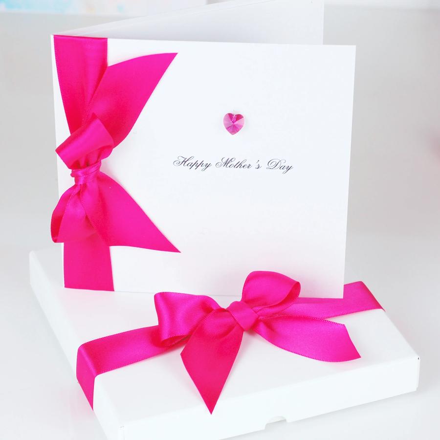 Boxed Mothers Day Cards with swarovski crystal heart pendant| The Luxe Card Co.