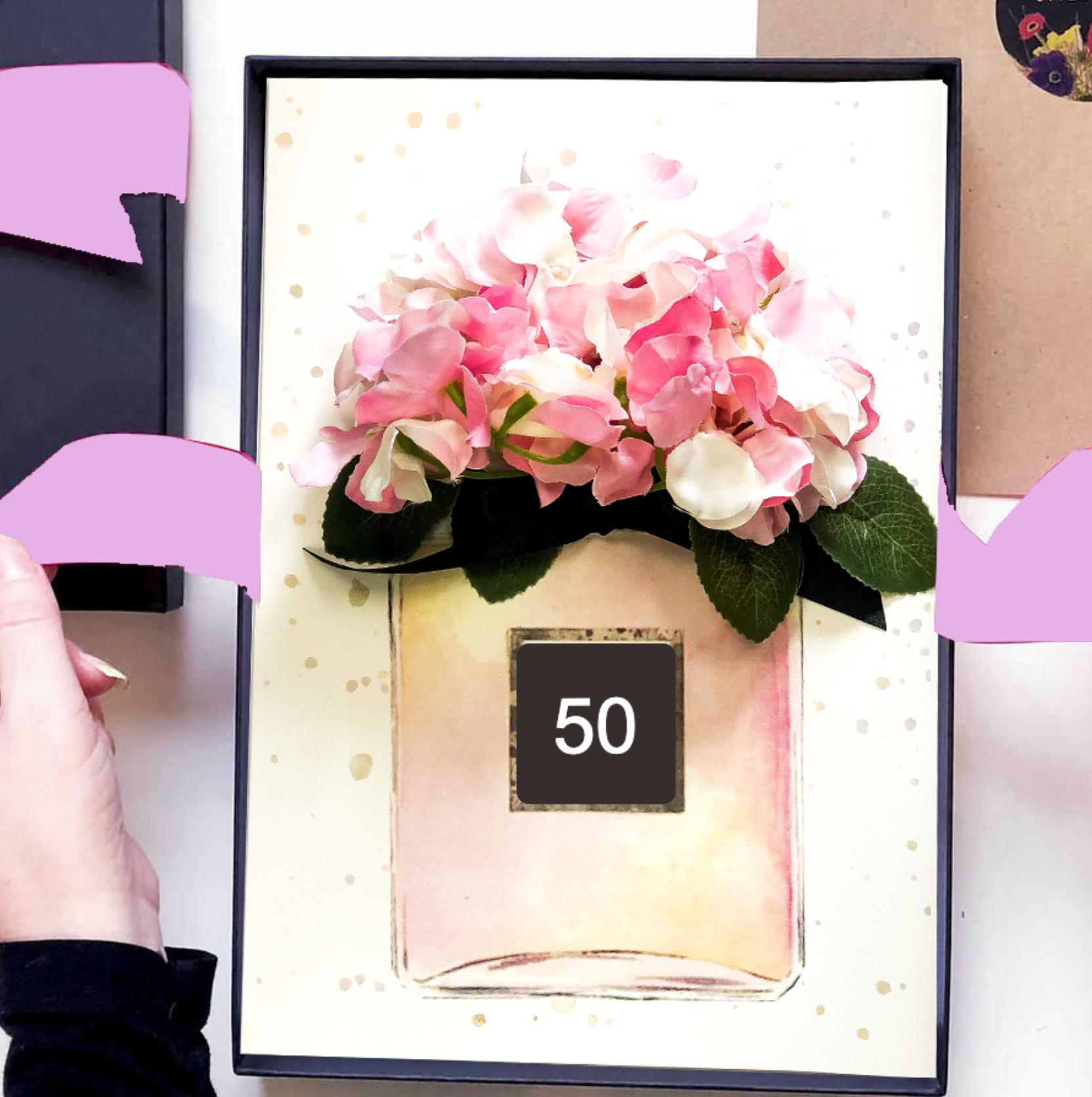 50 Birthday perfume bottle card | The Luxe Co