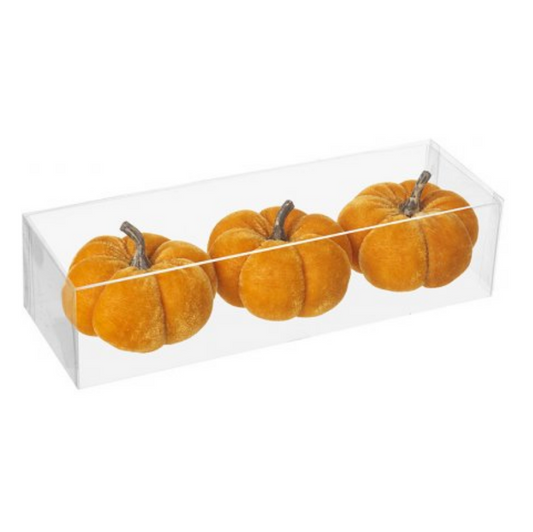 Trio set of 3 pumpkins in orange velvet | The Luxe Co autumn decor
