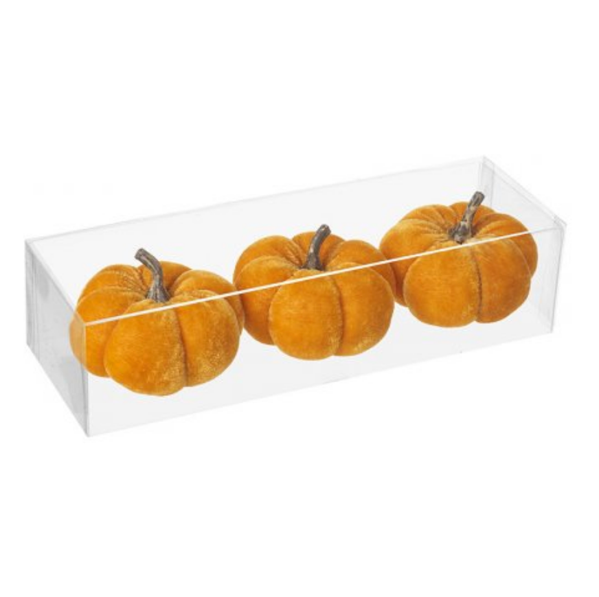Beautiful Orange Velvet Pumpkin 17x12cm
