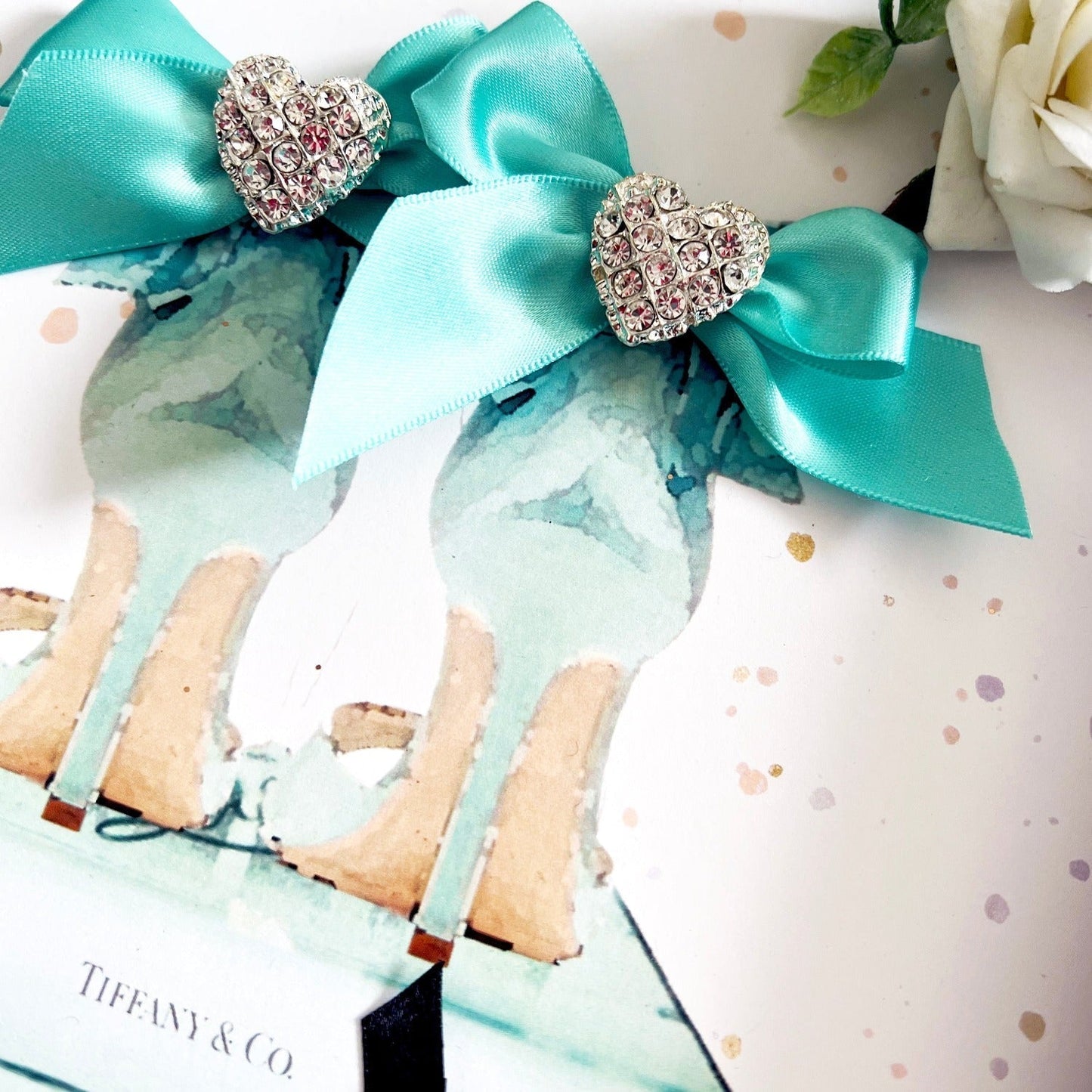 Luxury Stylish wife birthday card handmade with blue ribbon and audrey hepburn print