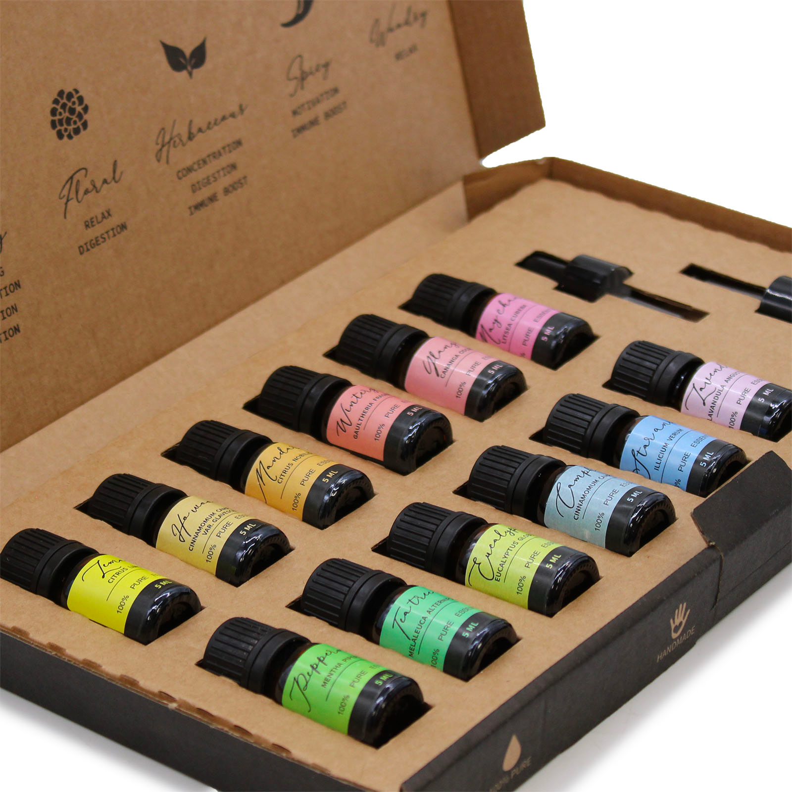 Beautiful aromatherapy gift for her. Starter kit of 12 essential oils for body and mind.