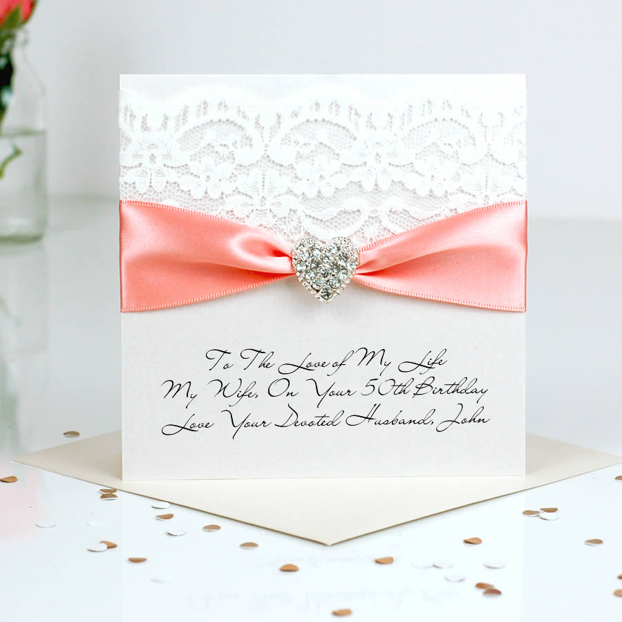 Sparkly Birthday card with beautiful diamante heart that sparkles handmade blush pink and silver | The Luxe Co