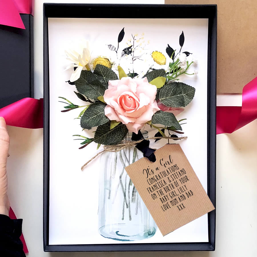 Personalised Scented new baby flowers bouquet card | The Luxe Co