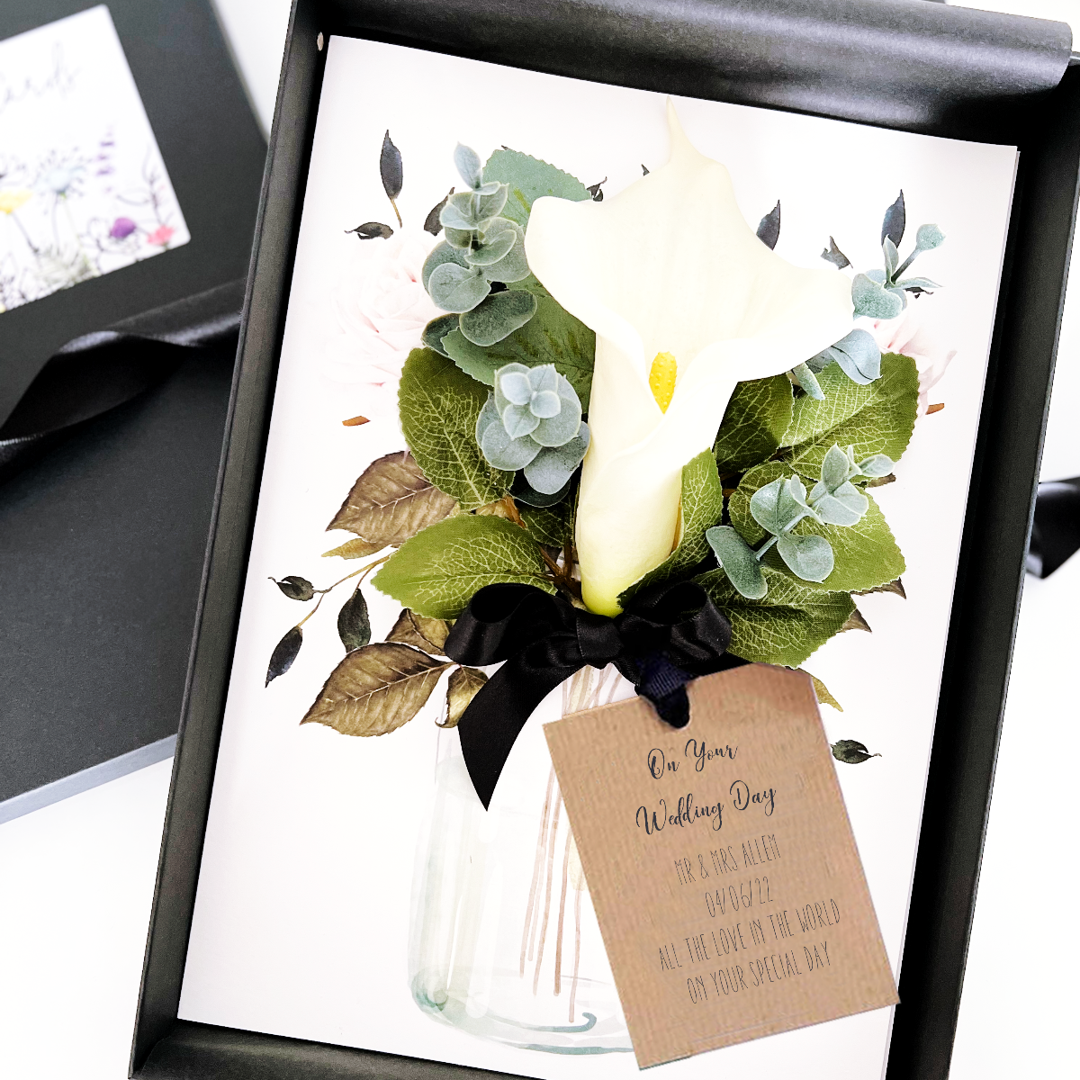 Calla Lily Personalised tag Wedding Card | Boxed | Scented | The Luxe Co
